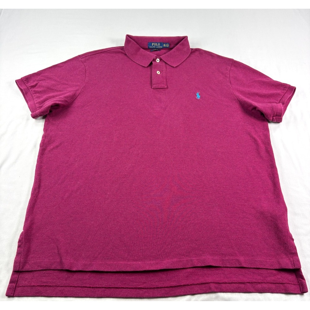 Polo Ralph Lauren Shirt Mens 2XL Pink Custom Fit Short Sleeve Preppy Cotton - Picture 2 of 9